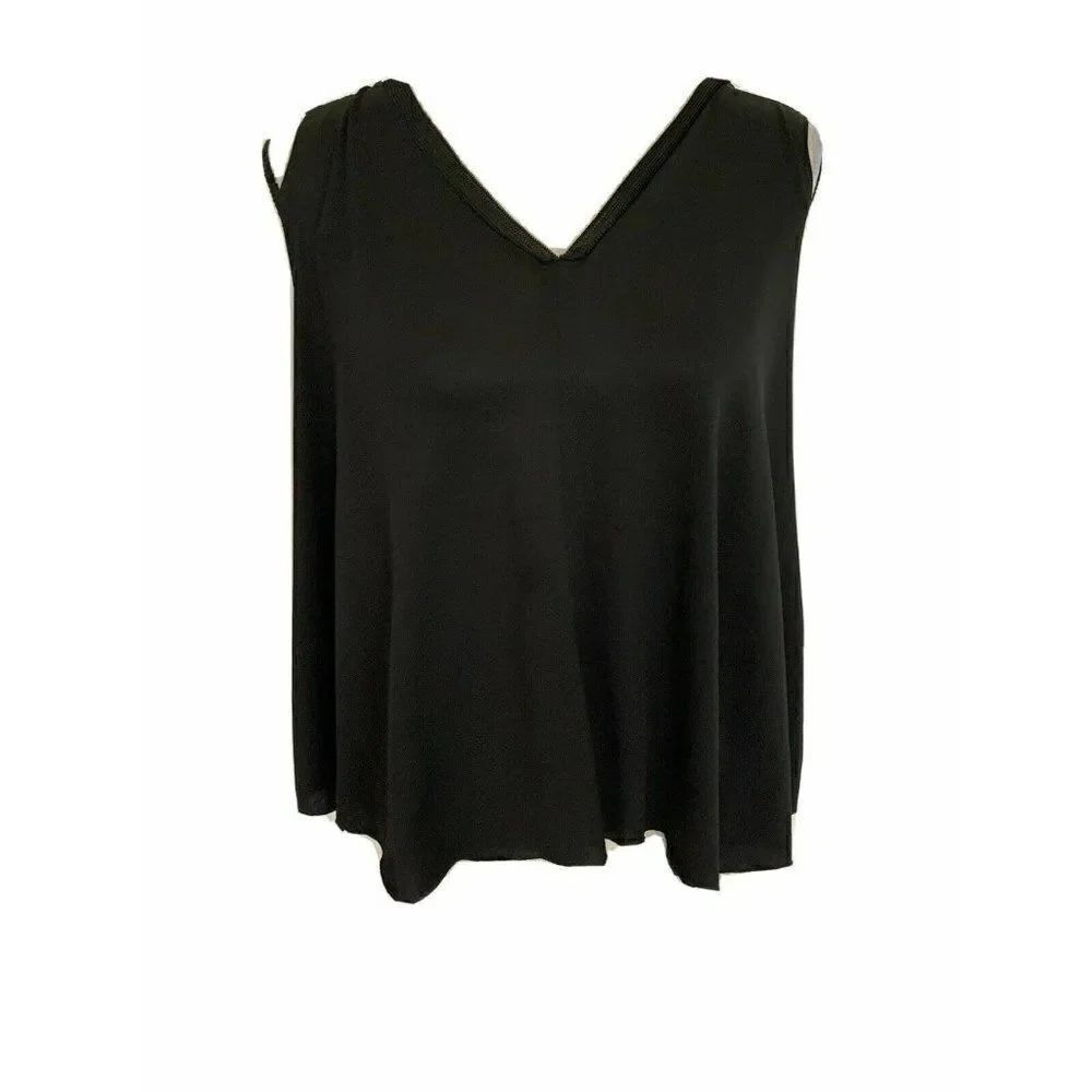 Zara Womens Solid Black V Neck Oversized Tank Top Medium